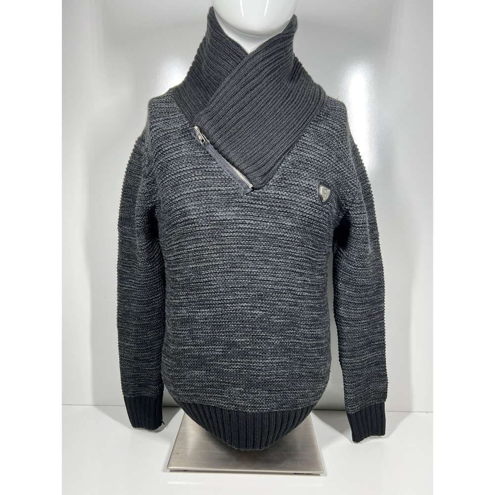 NWT Leif Nelson Knitted Black Pullover Sweater‎ High Neck LN7060 Mens SZ Medium
